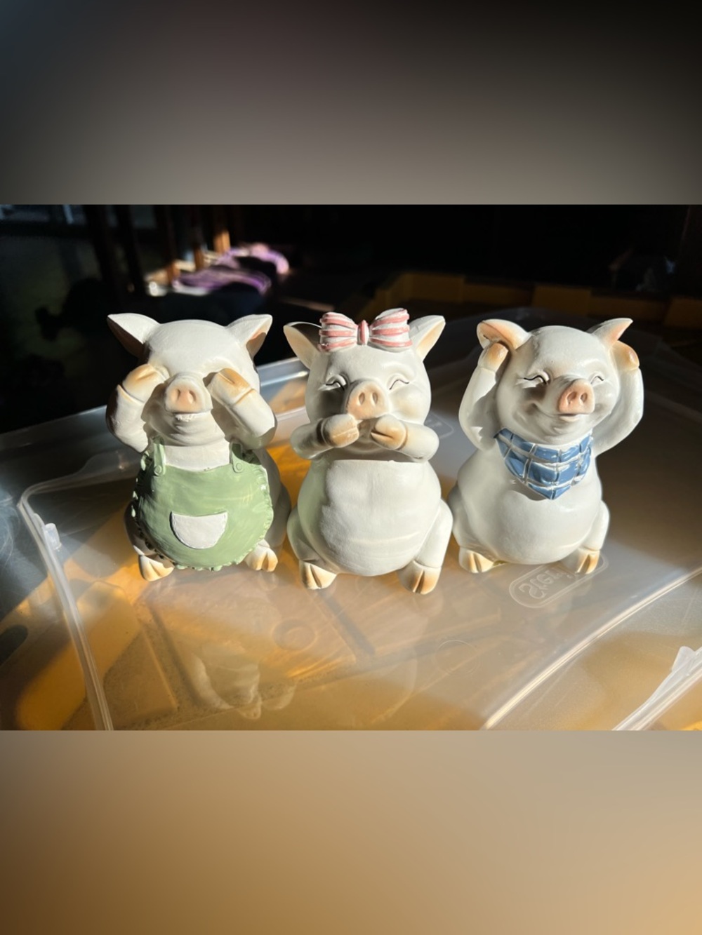 HEAR NO EVIL SEE NO EVIL SPEAK NO EVIL LITTLE PIGGY FIGURINES SET OF 3